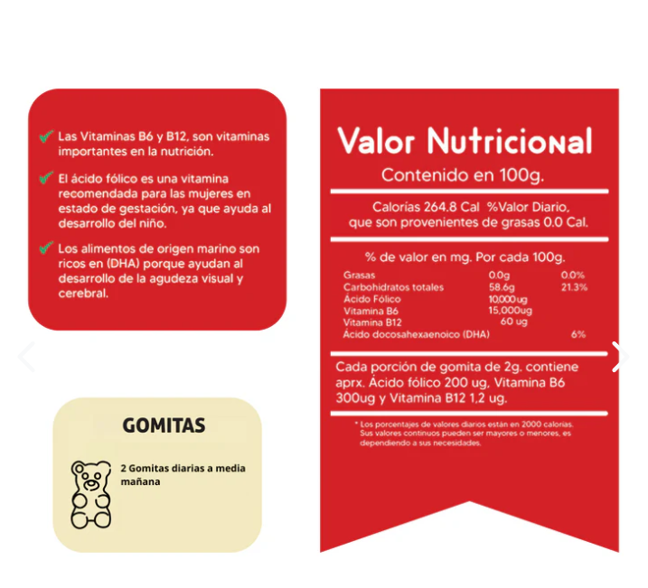 Gomitas DHA Ácido Fólico Vit. B6, B12
